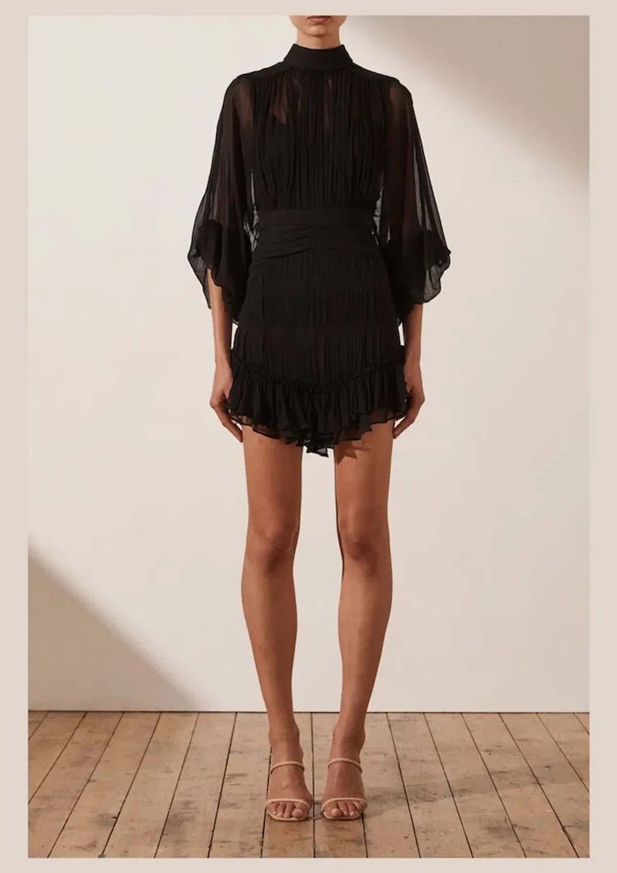 Shona Joy Clemence Long Sleeve Mini Dress Black Size 6 - Image 1