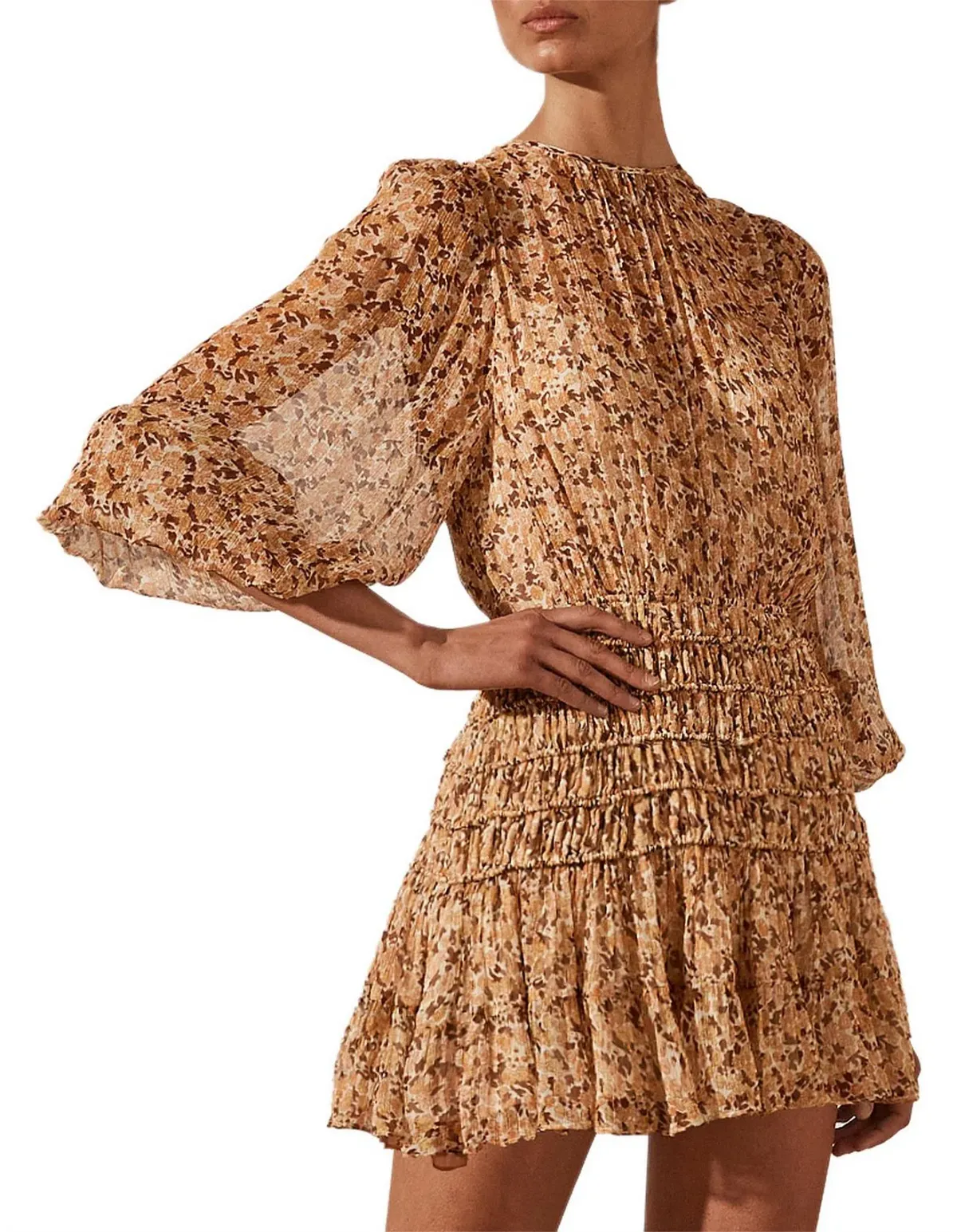 Shona Joy Colette Balloon Sleeve Mini Dress Floral Size 8 - Image 3