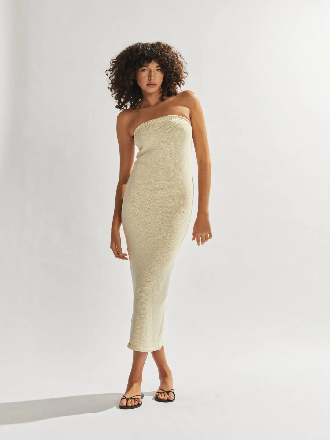 One Mile the Label Cora Strapless Maxi Dress Custard Size 8 for rent on The Volte - main image