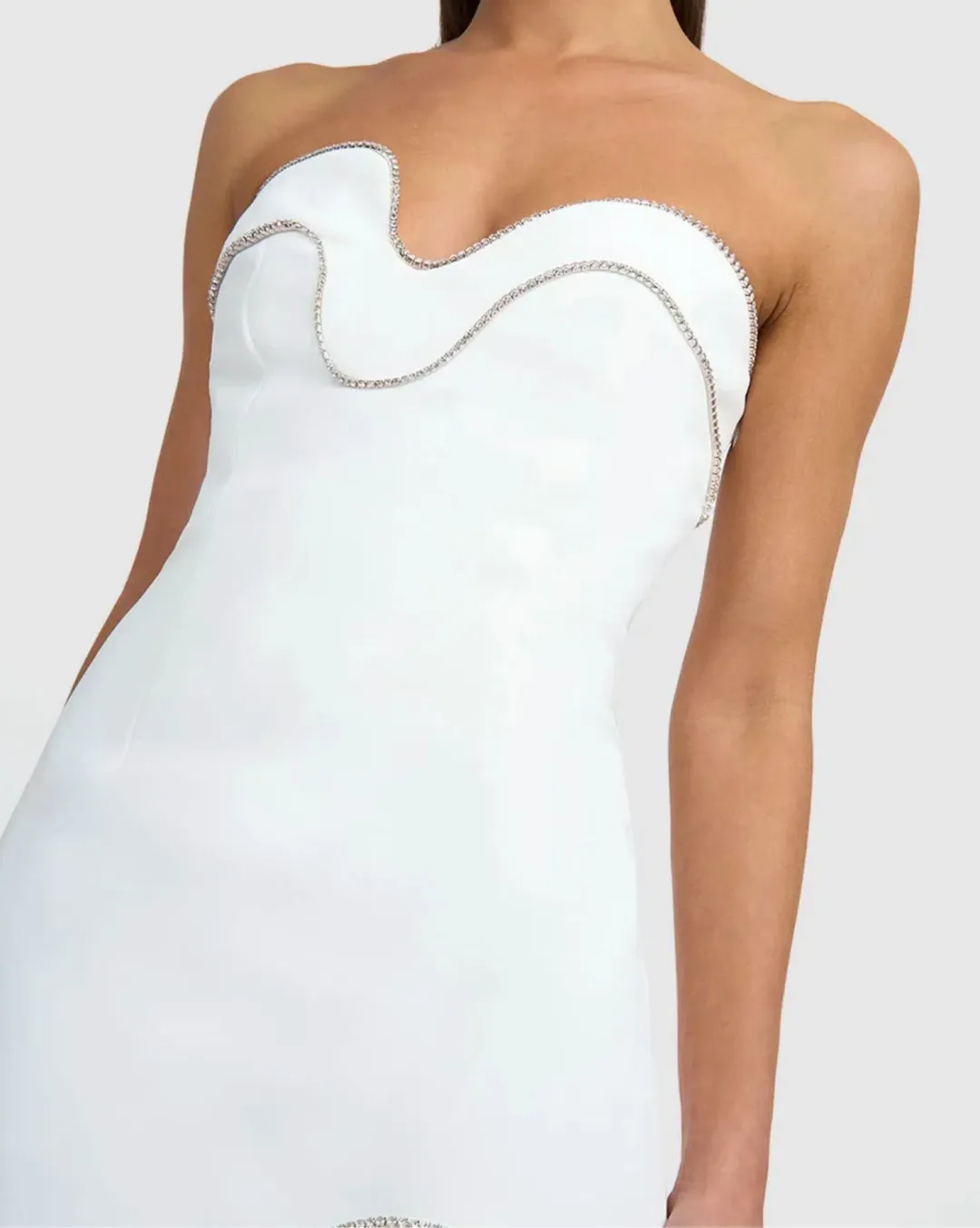 By Johnny Diamond Wave Strapless Mini Dress Ivory Size 8 for rent on The Volte - main image