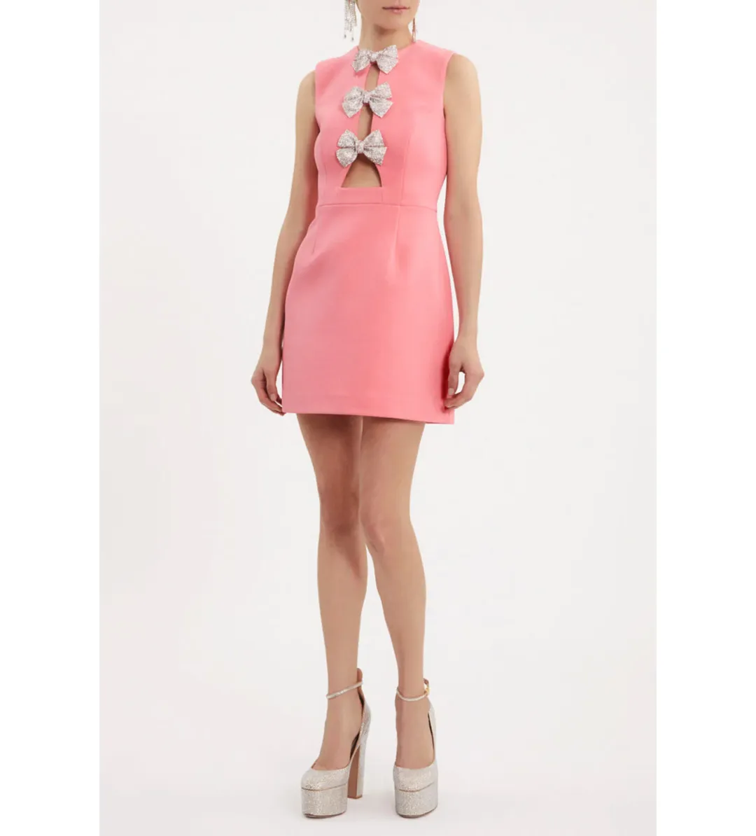Rebecca Vallance Brittany Bow Mini Dress Pink Size 14 for rent on The Volte - main image