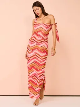 Issy Panelled Maxi Dress In Chevron Print Size 12 for rent on The Volte - image 1