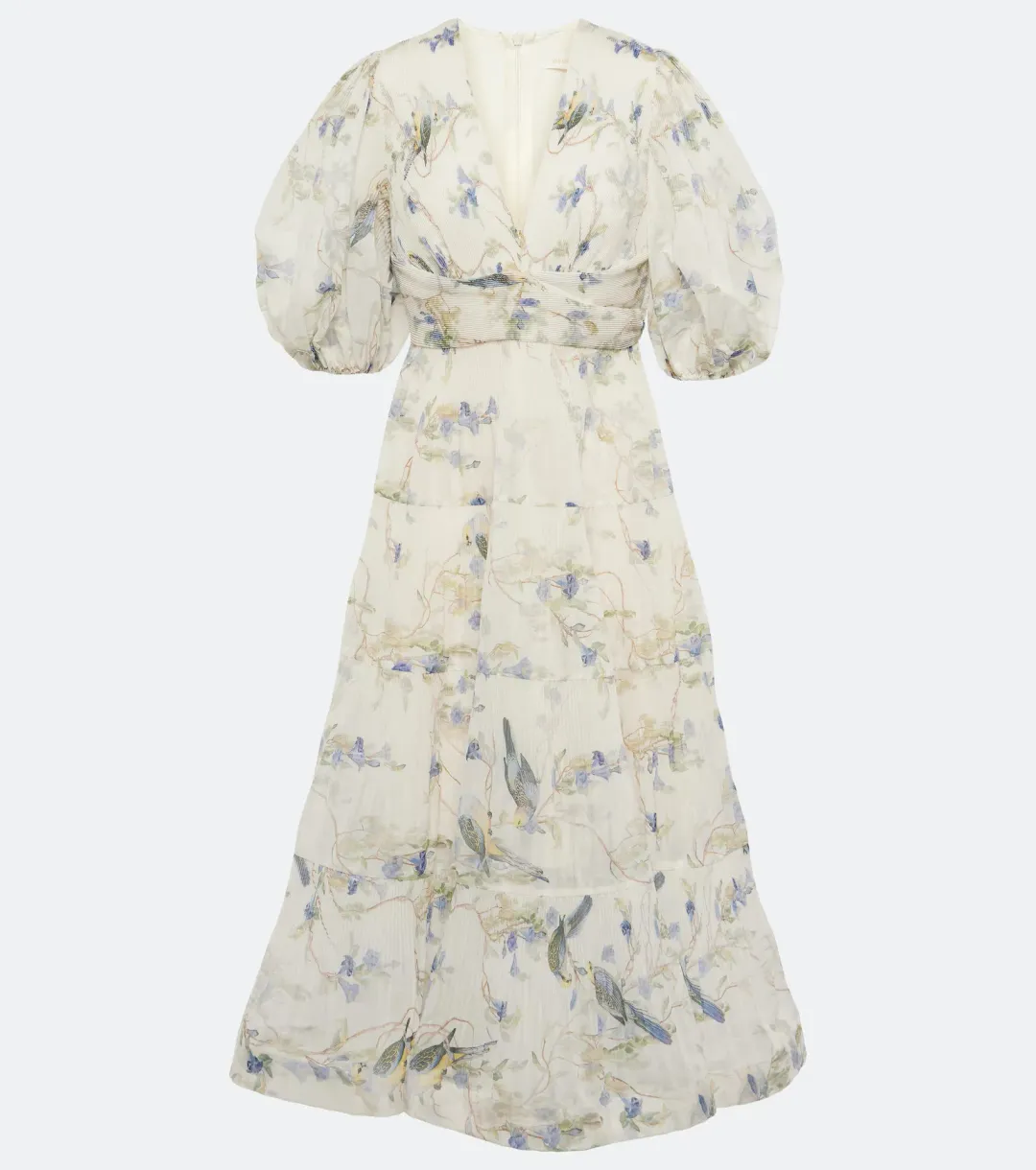Zimmermann Pleated Midi Dress Blue Birds Size 3 / AU 14 for rent on The Volte - main image