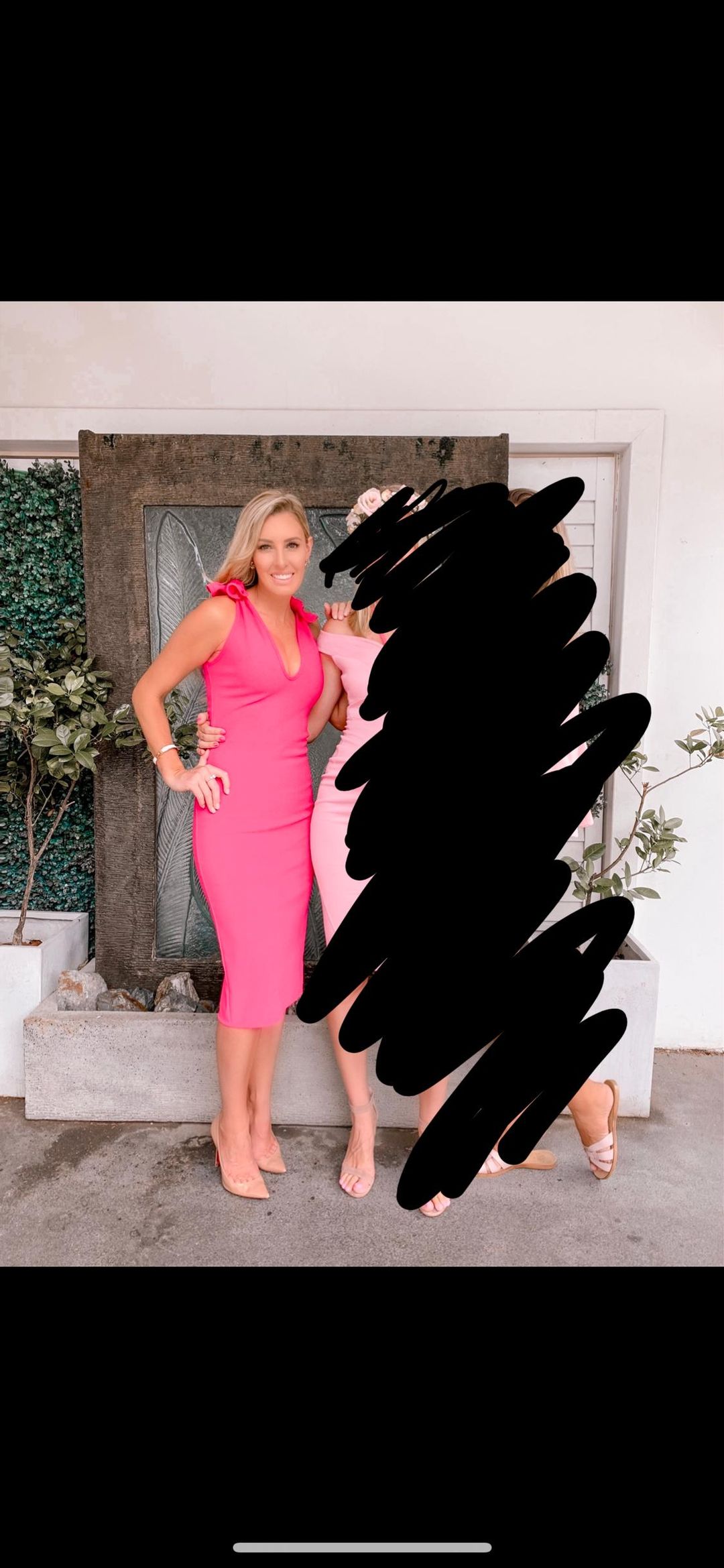 By Johnny V neck Bow Shoulder Dress Pink Size 8 for rent on The Volte - main image