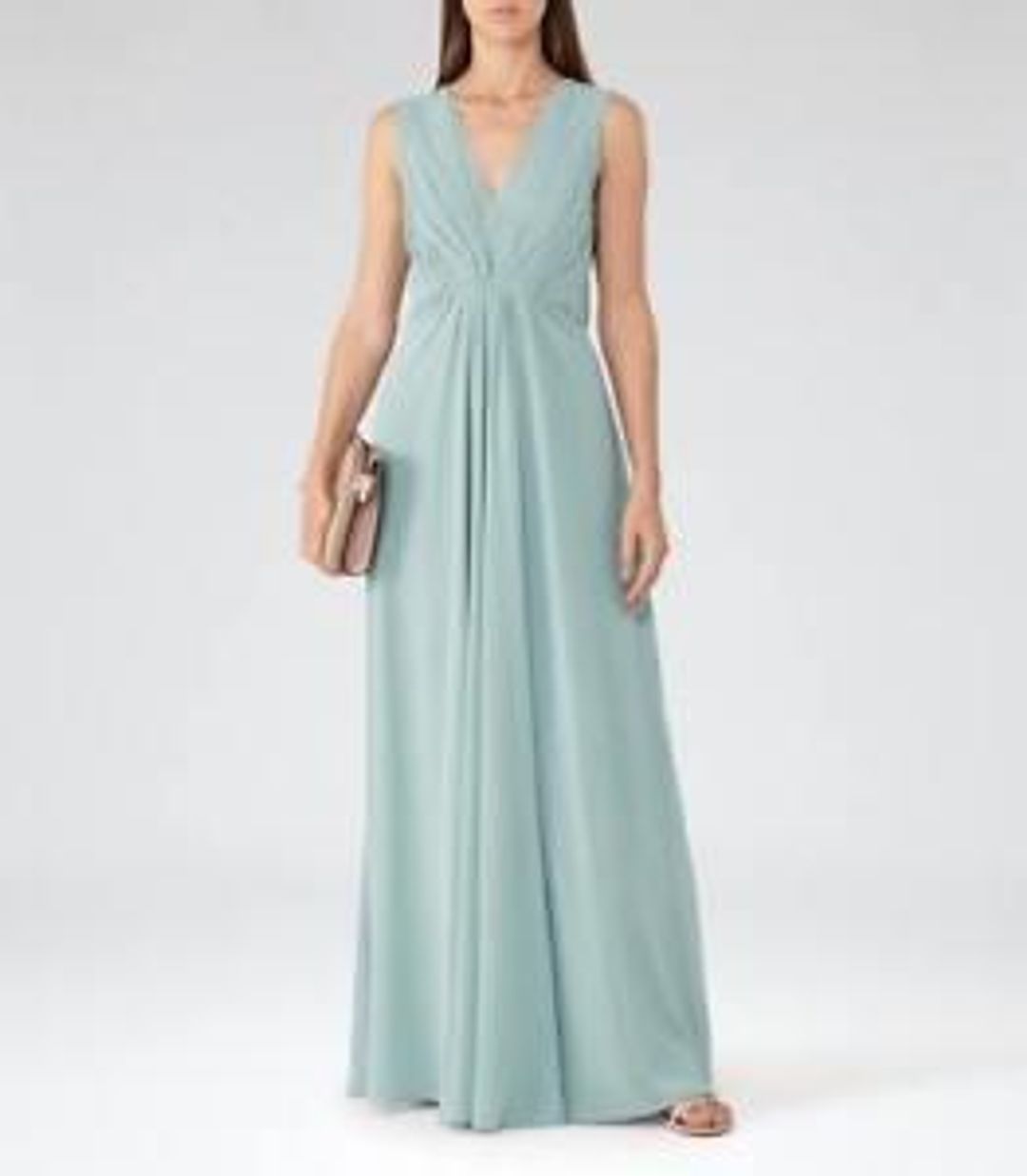 Reiss Evie dress blue maxi V neck low back for rent on The Volte - main image