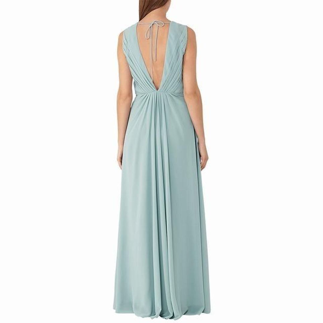 Reiss Evie dress blue maxi V neck low back for rent on The Volte - main image
