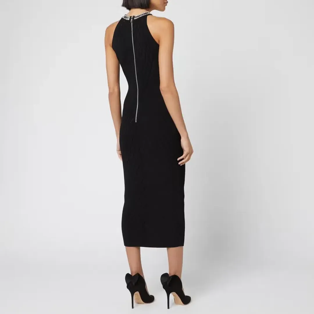 Balmain Sleeveless Broken Mirror-Embellished Cocktail Dress Black Size 8 for rent on The Volte - main image