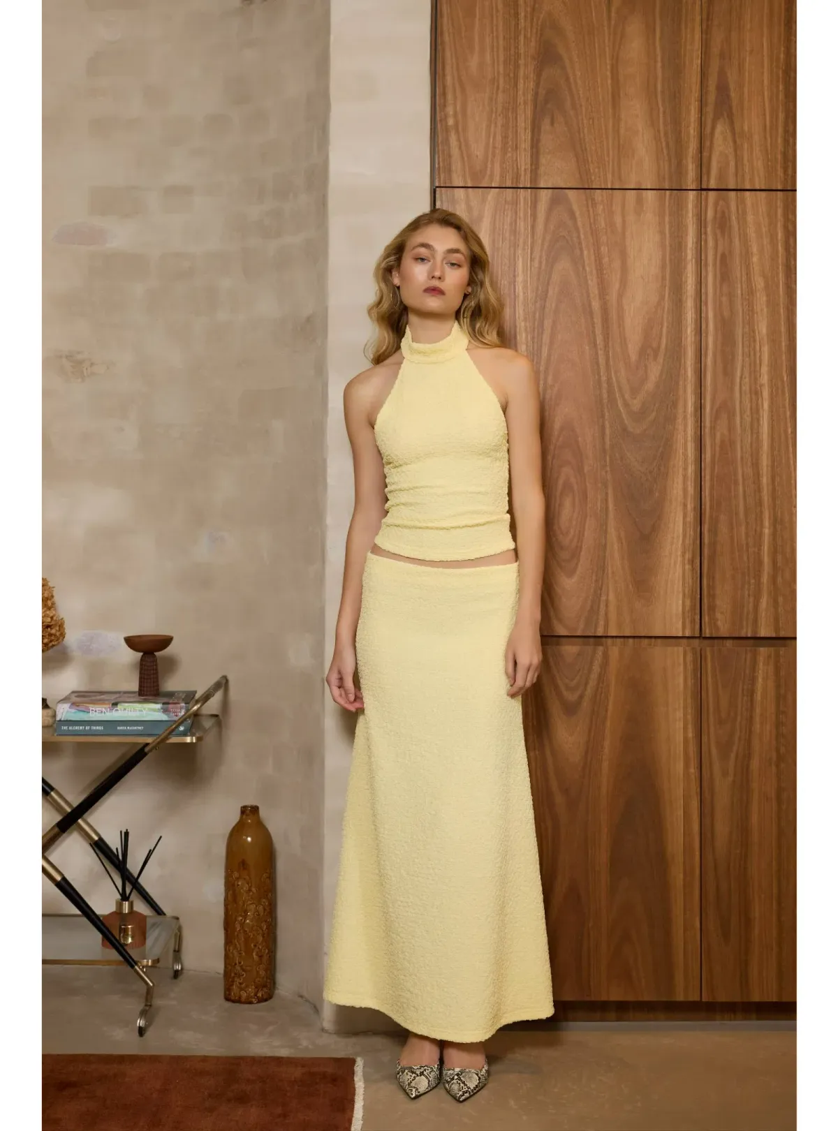 With Harper Lu Textured Halter Set in Limoncello Size AU 8 - Image 1