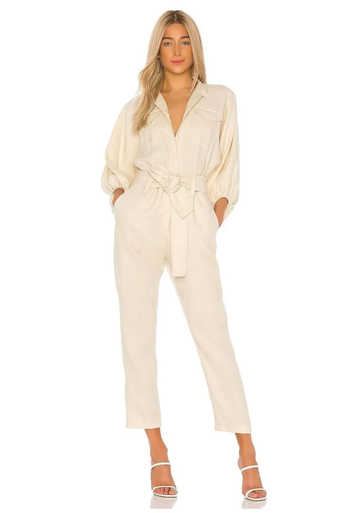 Shona Joy Eames Balloon Sleeve Jumpsuit Straw Size 10 - Image 1