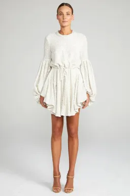 Shona Joy Aimee Balloon Sleeve Mini Dress Cream Size 8 for rent on The Volte - image 2