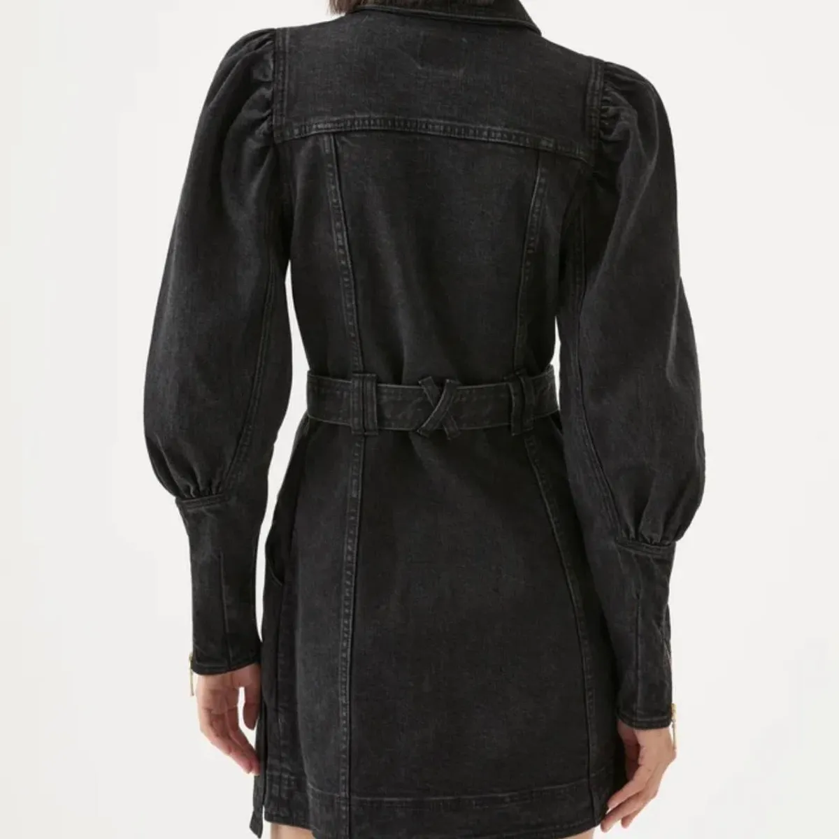 Aje Dione Denim Long Sleeve Dress Black Size 8 - Image 3