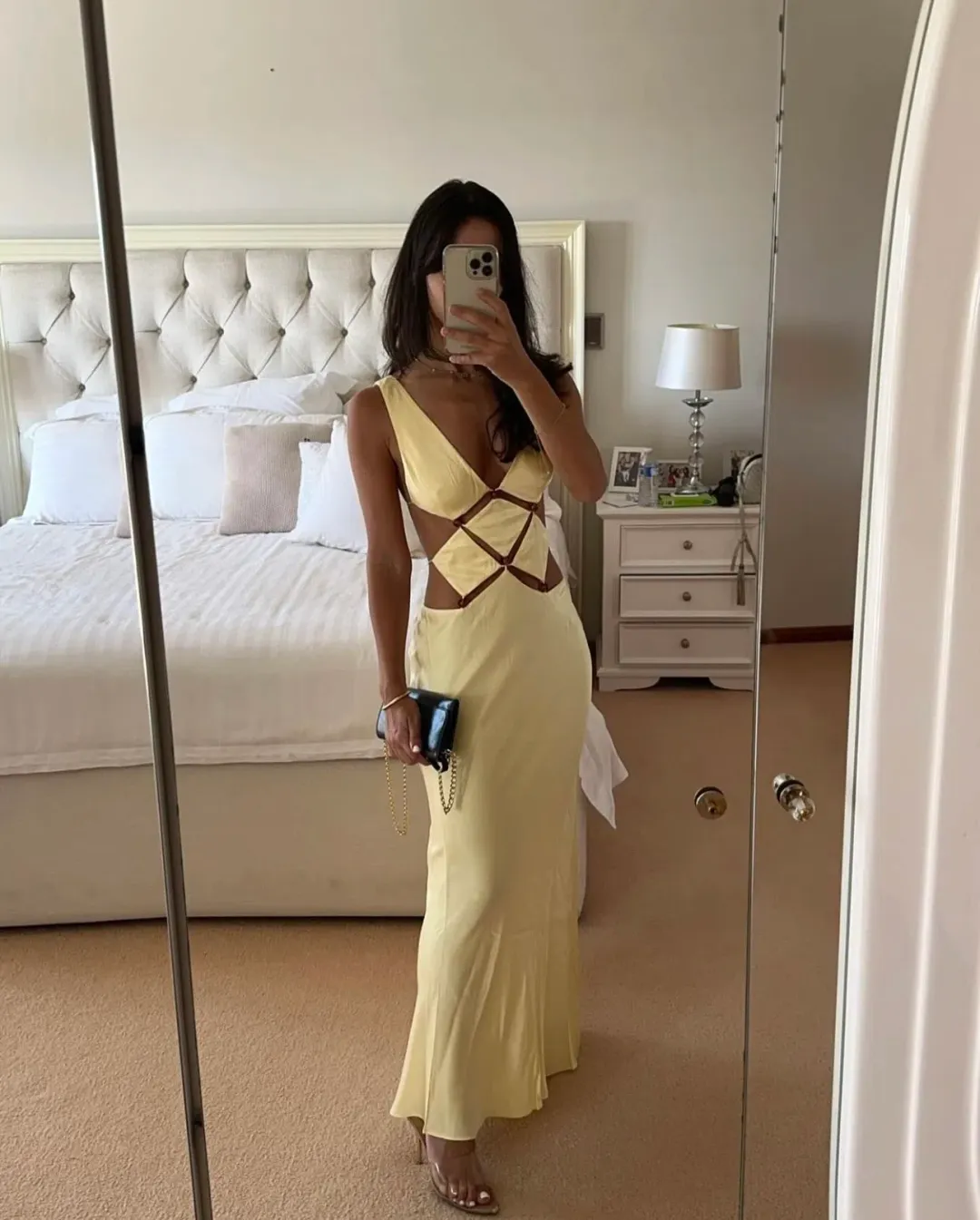 Bec & Bridge Agathe Diamond Dress Butter Yellow Size 8 for rent on The Volte - main image