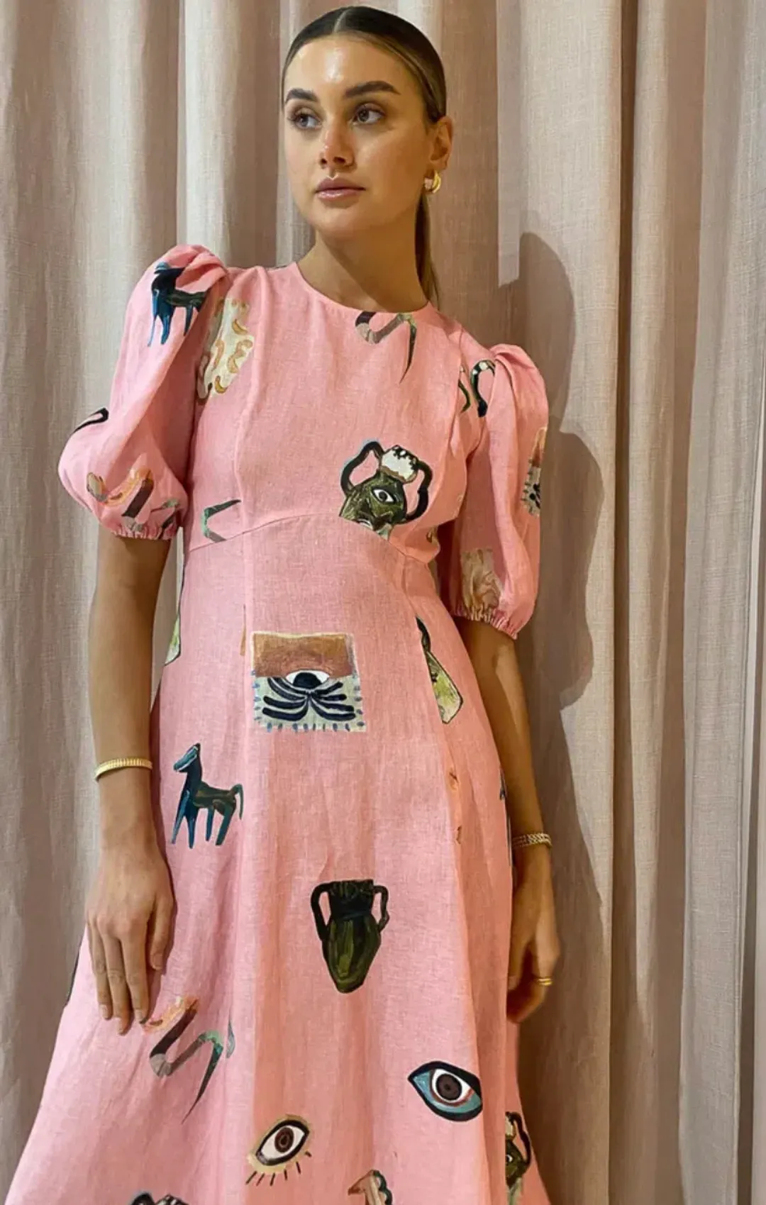 Alemais Cleo Midi Dress Pink Size 8 for rent on The Volte - main image