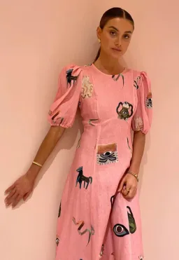 Alemais Cleo Midi Dress Pink Size 8 for rent on The Volte - image 4