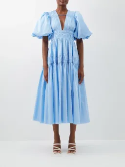 Aje Fallingwater Gathered Midi Dress Light Blue Size L / AU 12 for rent on The Volte - image 2