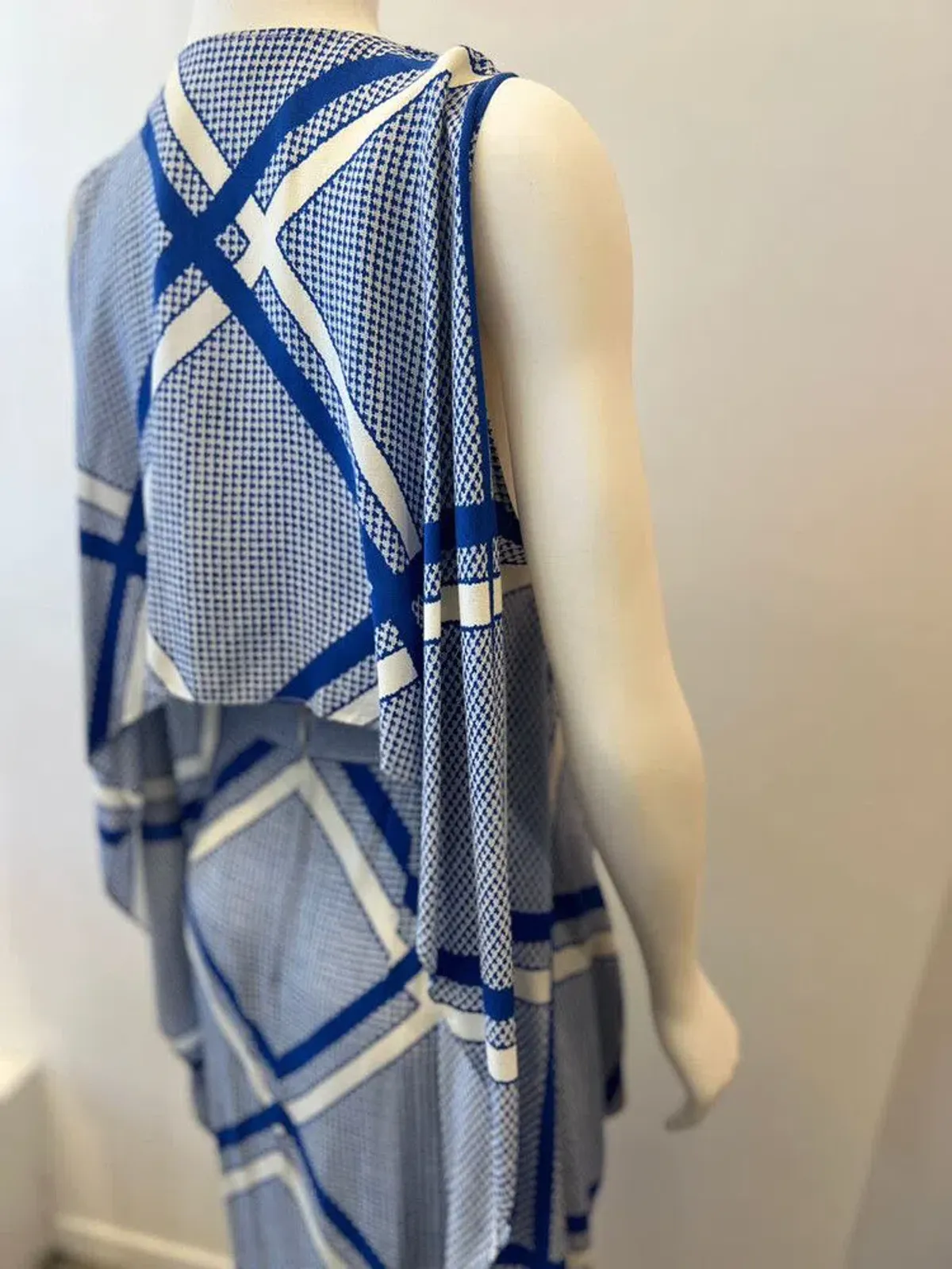 Sass & Bide The Flight Geometric Maxi Dress Blue/White Size AU 12 - Image 10