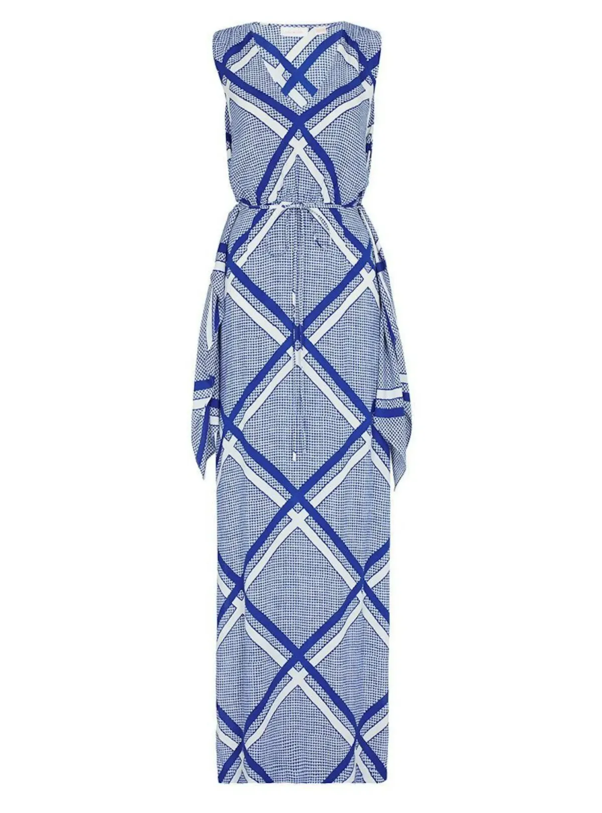 Sass & Bide The Flight Geometric Maxi Dress Blue/White Size AU 12 - Image 4