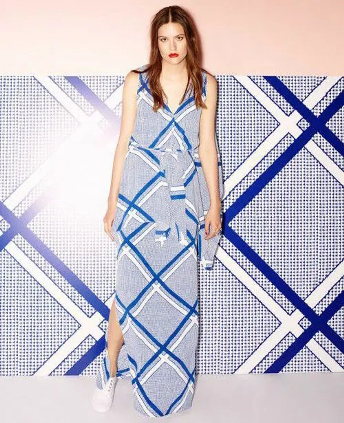Sass & Bide The Flight Geometric Maxi Dress Blue/White Size AU 12 - Image 5