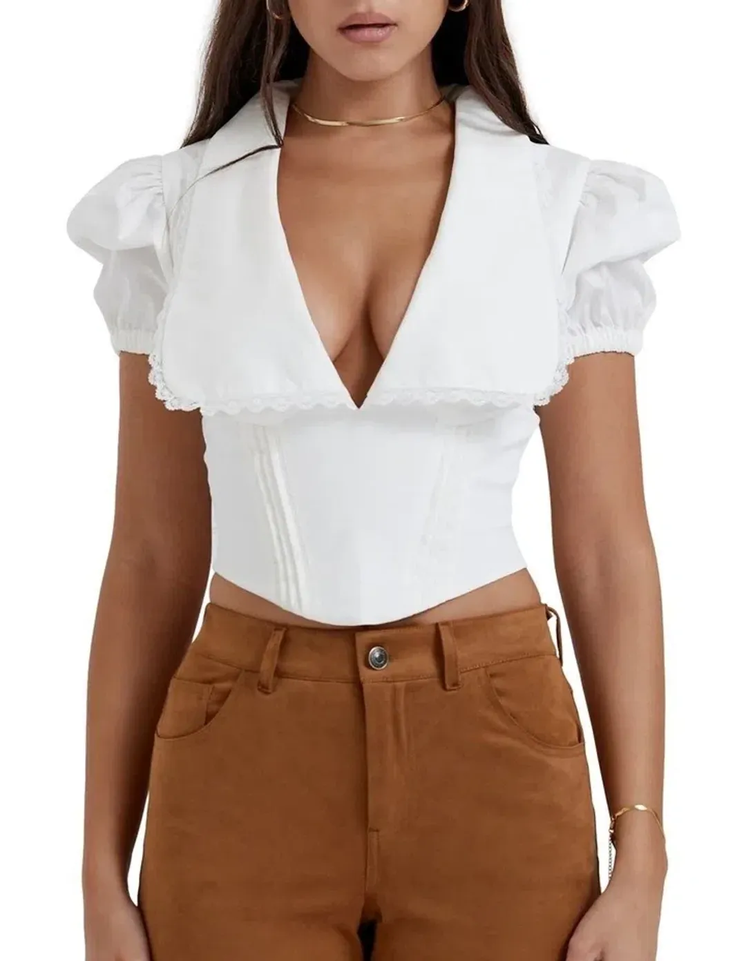 House of CB Augusta Pin Tuck Top White Size S / AU 8 for rent on The Volte - main image