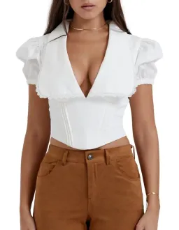 House of CB Augusta Pin Tuck Top White Size S / AU 8 for rent on The Volte - image 2