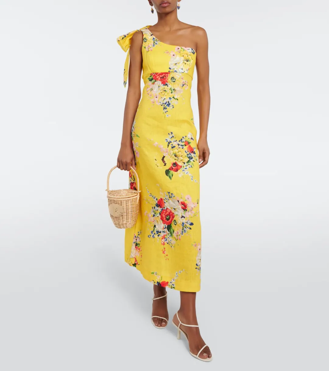 Zimmermann Alight Asymmetric Midi Dress in Yellow Floral Size 1 / AU 10 for rent on The Volte - main image
