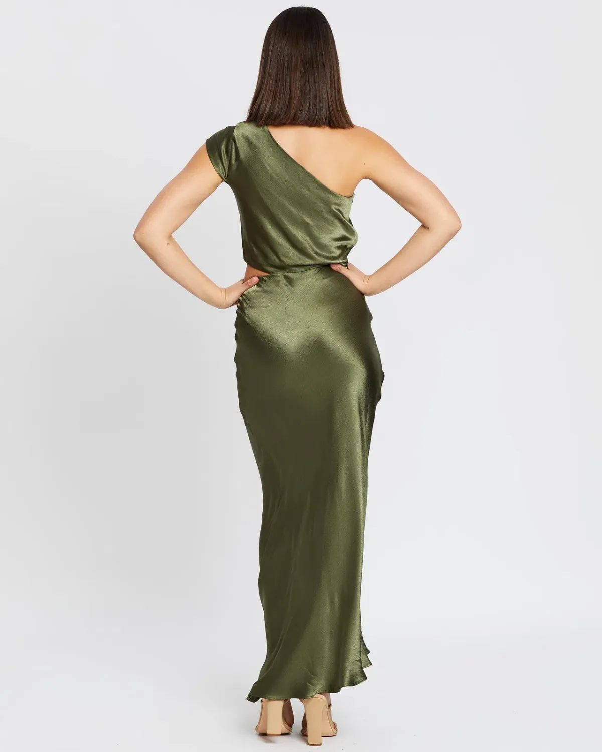 Bec & Bridge Delphine Asymmetril Midi Dress Green Size 8 - Image 3