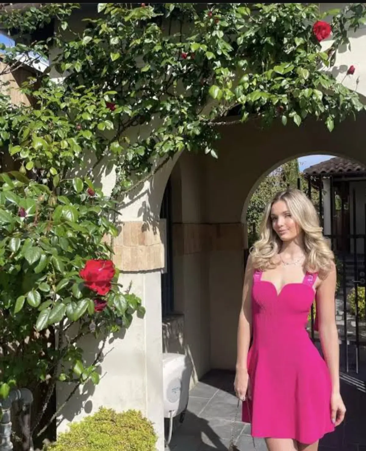 Aje Amber Knit Tie Shoulder Logo Mini Dress Pink Size L / AU 12 - Image 1