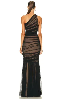 Norma Kamali Diana Fishtail Floor-length Black Mesh & Nude Size XS/Au 6 for rent on The Volte - image 4