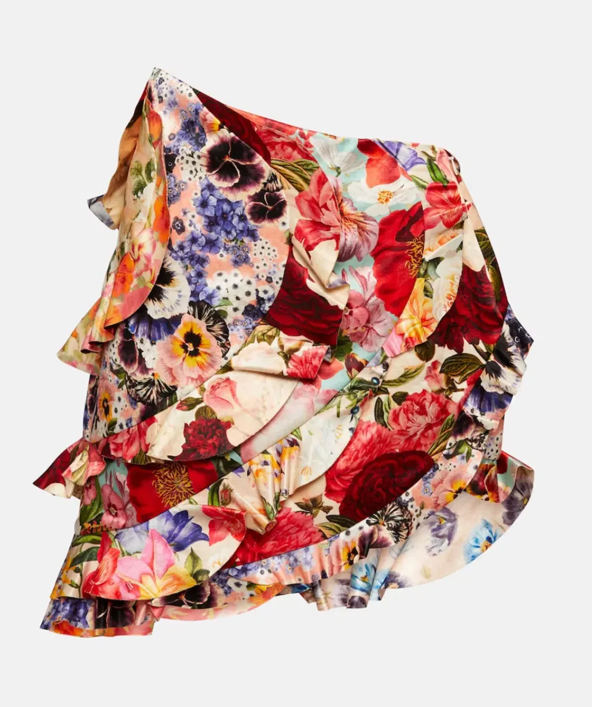 Zimmermann Wonderland Frill Mini Skirt Spliced Multi Floral Size 0/ Au 8 - Image 2