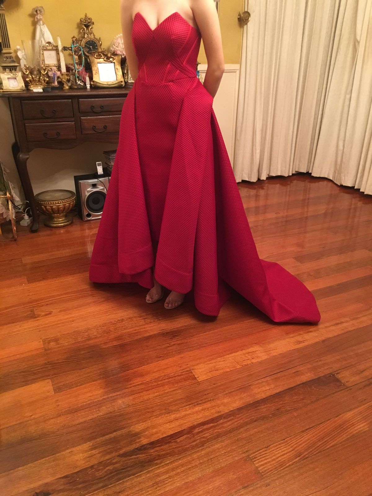 Bariano Taylor Strapless Ball Gown Burgundy Size 6 - Image 4
