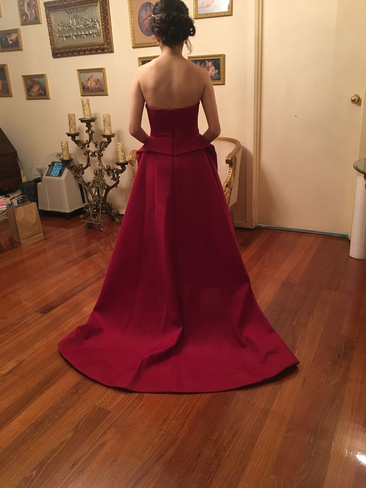 Bariano Taylor Strapless Ball Gown Burgundy Size 6 - Image 2
