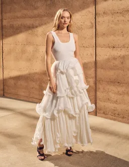 Aje Cosmos Tiered Maxi Skirt Ivory Size 12 for rent on The Volte - image 1