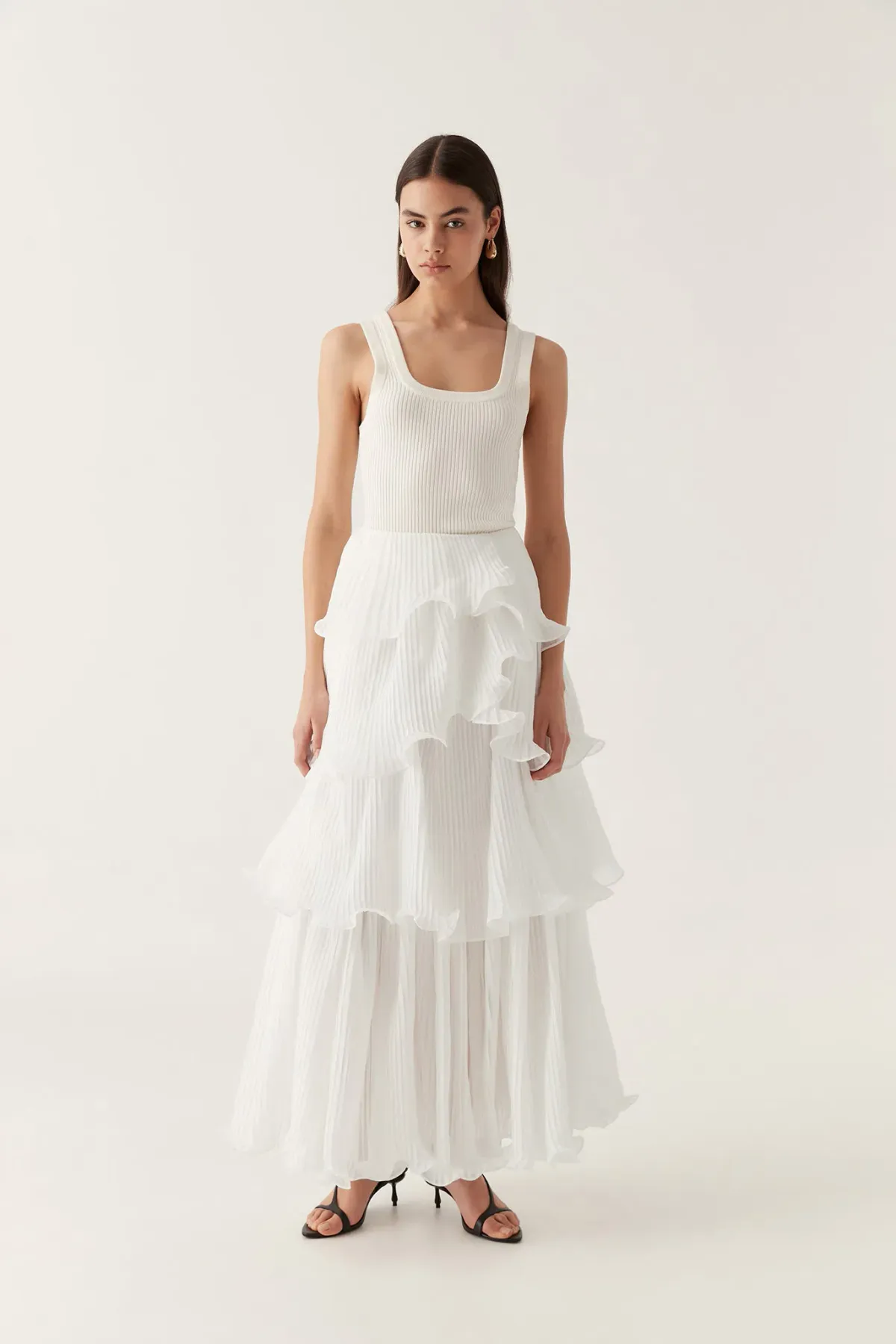 Aje Cosmos Tiered Maxi Skirt Ivory Size 12 - Image 2