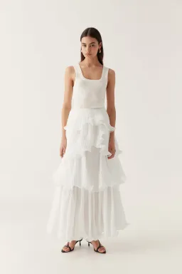 Aje Cosmos Tiered Maxi Skirt Ivory Size 12 for rent on The Volte - image 2