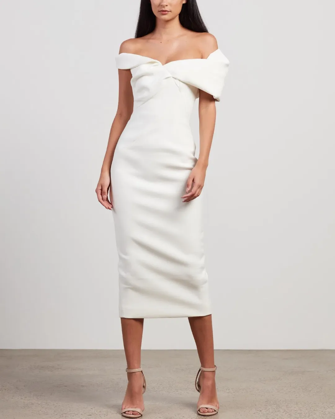 Rachel Gilbert Matteo Midi Dress in Ivory Size 12 for rent on The Volte - main image
