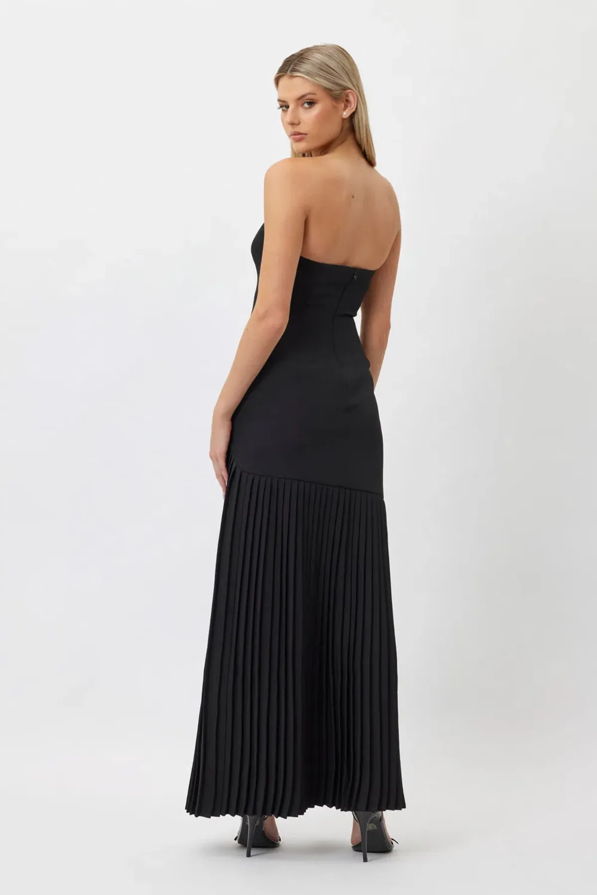 Bianca & Bridgett Mara Pleated Gown Black Size 8 - Image 2