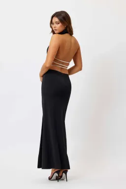 Bianca And Bridgett Sara Backless Pearl Maxi Dress Black Size 6 for rent on The Volte - image 3