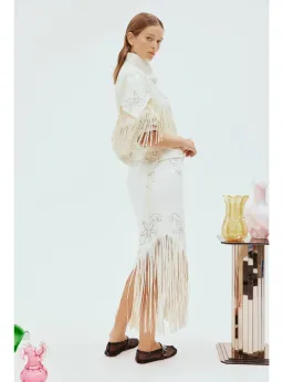 Alemais Barbara Fringe Jacket Cream Size AU 10 for rent on The Volte - image 3