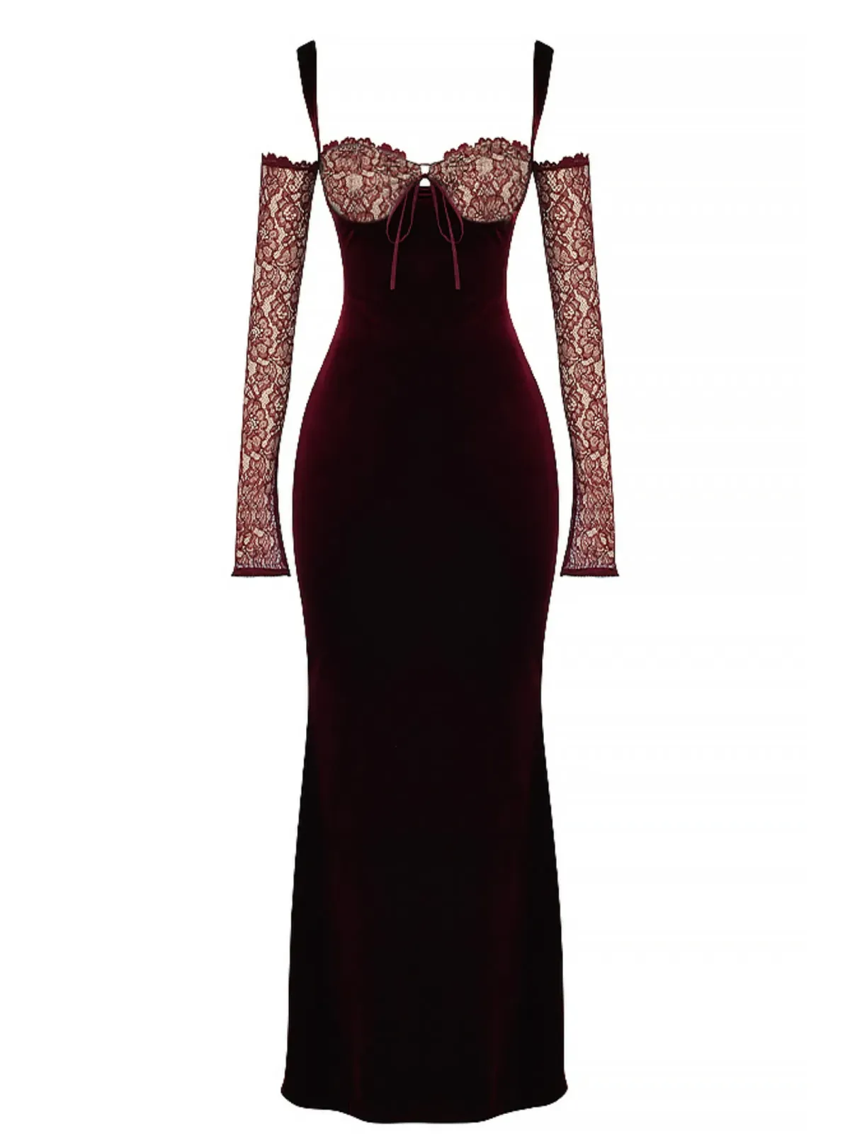House Of CB Ivy Velvet Maxi Dress Black Cherry Size AU 6 - Image 4