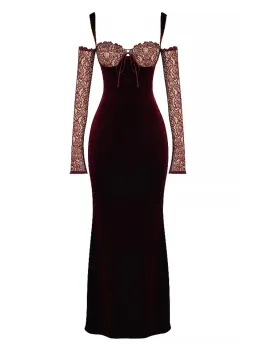 House Of CB Ivy Velvet Maxi Dress Black Cherry Size AU 6 for rent on The Volte - image 4