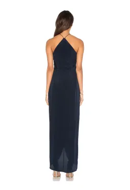 Zimmerman Silk Tuck Long Dress French Navy Size 0/ AU 8 for rent on The Volte - image 3
