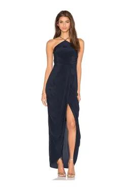 Zimmerman Silk Tuck Long Dress French Navy Size 0/ AU 8 for rent on The Volte - image 1