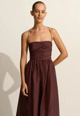 Matteau Gathered Lace Up Dress Brown Size 1/ AU 6 for rent on The Volte - image 2