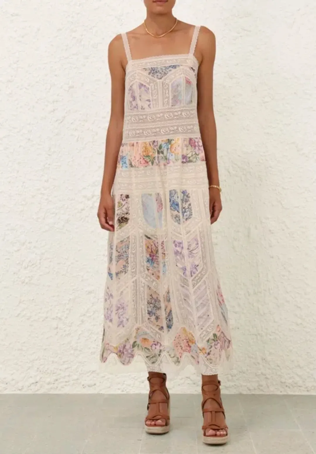 Zimmermann Halliday Lace Trim Slip Dress in Spliced Size 0/ AU 8 for rent on The Volte - main image