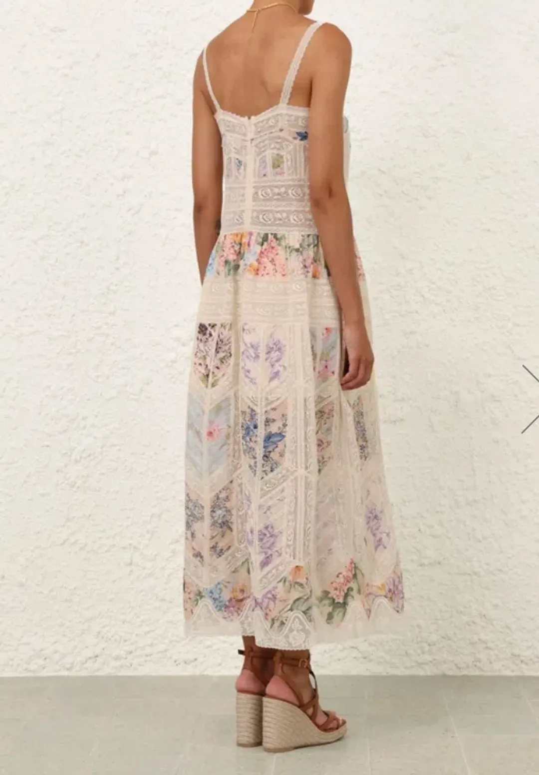 Zimmermann Halliday Lace Trim Slip Dress in Spliced Size 0/ AU 8 for rent on The Volte - main image