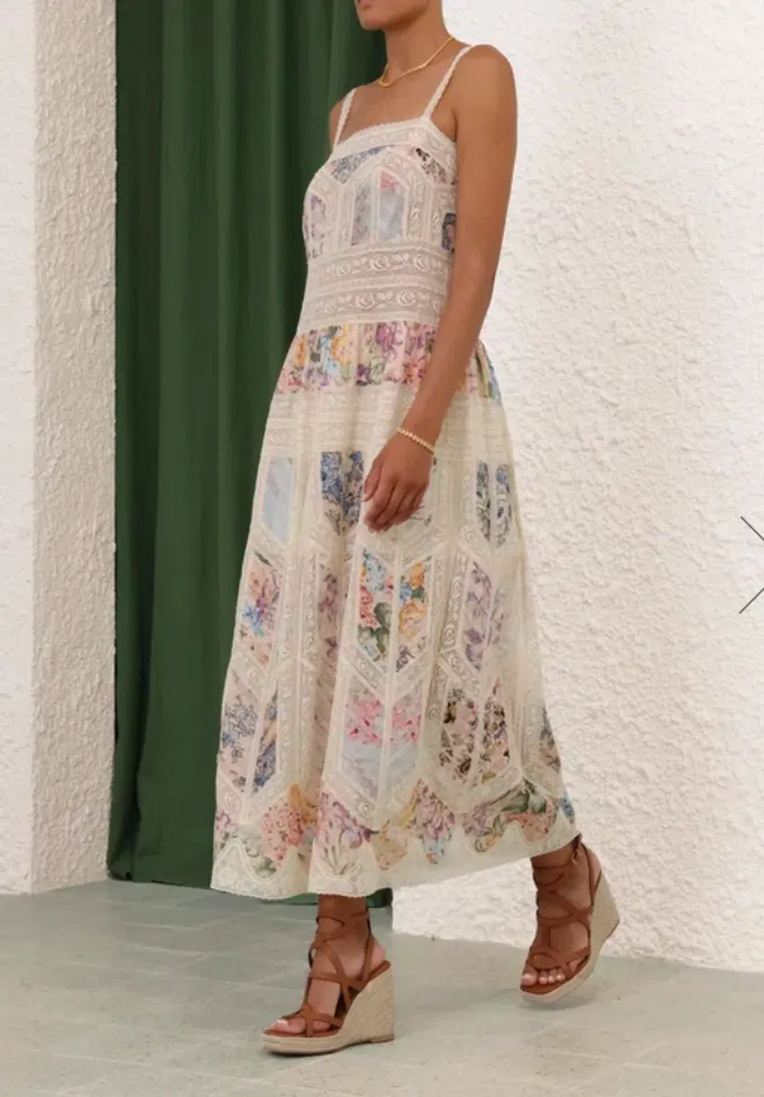 Zimmermann Halliday Lace Trim Slip Dress in Spliced Size 0/ AU 8 for rent on The Volte - main image