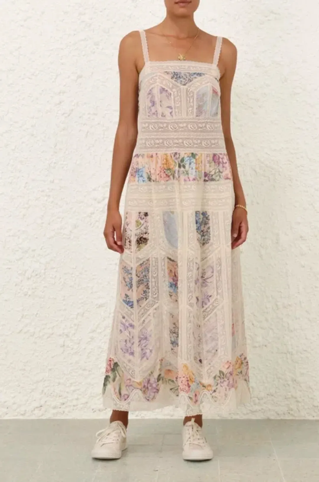 Zimmermann Halliday Lace Trim Slip Dress in Spliced Size 0/ AU 8 for rent on The Volte - main image