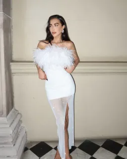 Santa Brands Diamanté Feather Dress White XS/S / AU 6 for rent on The Volte - image 2