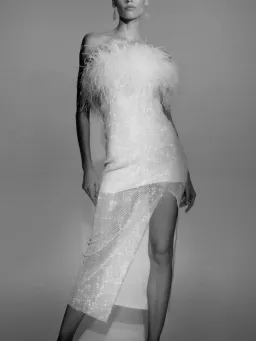 Santa Brands Diamanté Feather Dress White XS/S / AU 6 for rent on The Volte - image 3