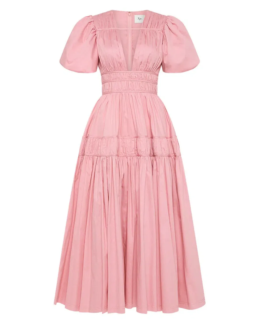 Aje Fallingwater Midi Dress Chalk Pink Size 12 for rent on The Volte - main image